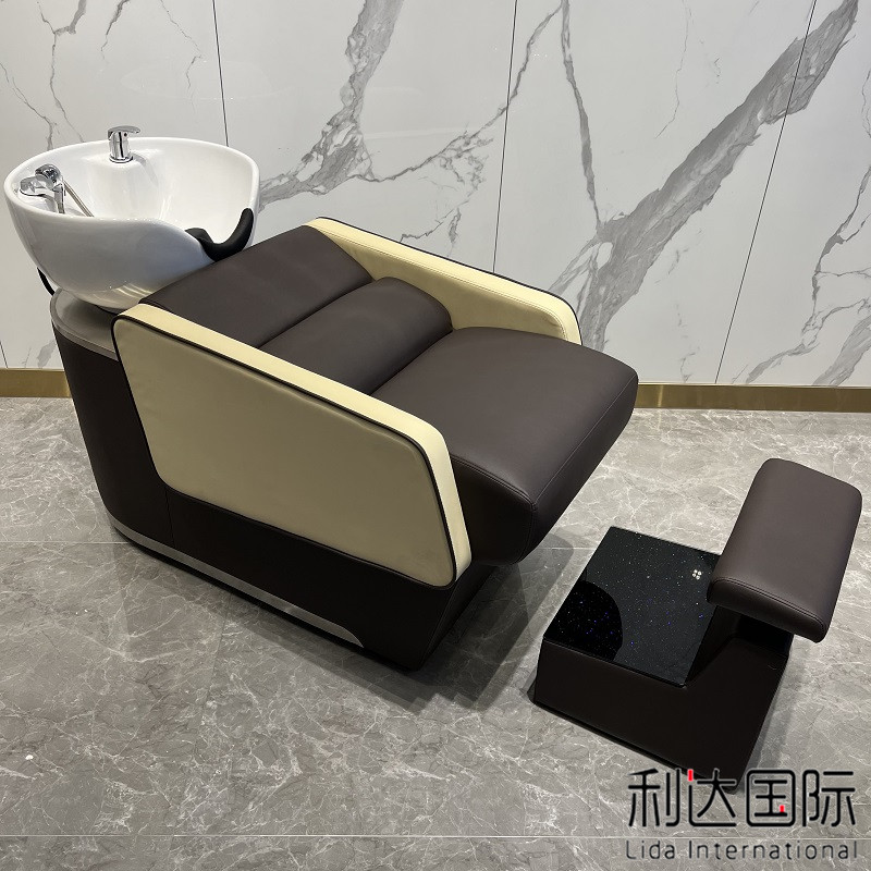 High-end New Hairdresseshop Shampoon Bed Hair Salon Special Half Lying Beauty Hair Washing Hair Bed Ceramic Basin Beauty Salon Flush Bed