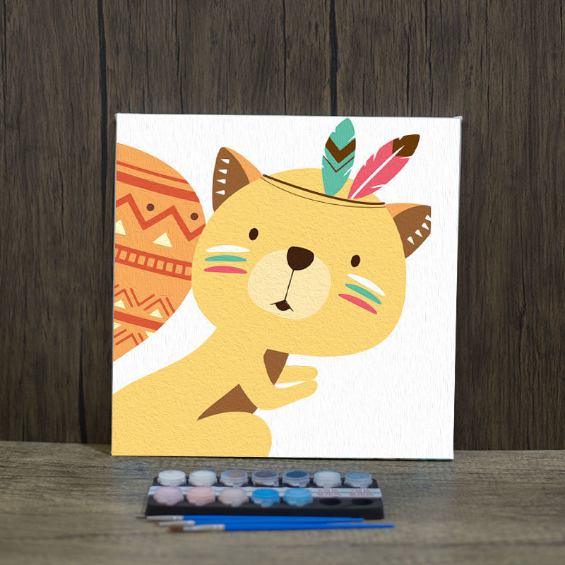 Children's digital oil painting diy padded elementary school children oil color painted propylene color-coated color-colored manual draw simple