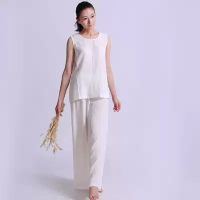 Cloth Cicada original women's pure cotton texture bottoming vest sleeveless yoga suit cool casual tea man suit