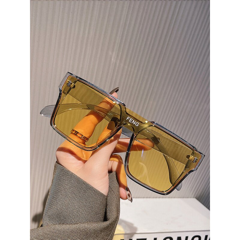 Sunglasses men's trend punk street shoot sunglasses female network red 2023 new avant - garde yellow square sunglasses
