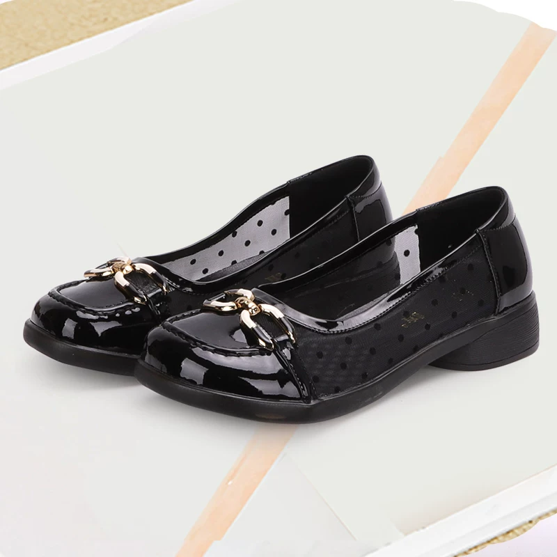 44 Greeponing Code Women's Shoes 46 Блeб Breakthrough сетка Baotou sandals 45 плюс полные obese feet female mothers mothers холодная кожаная обувь