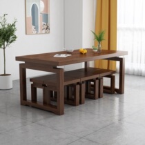 Hupeach Wood Large Board Tea Table Black Hu Peach Color Original Solid Wood Table Meeting Office Desk Rectangular New Chinese Tea Table