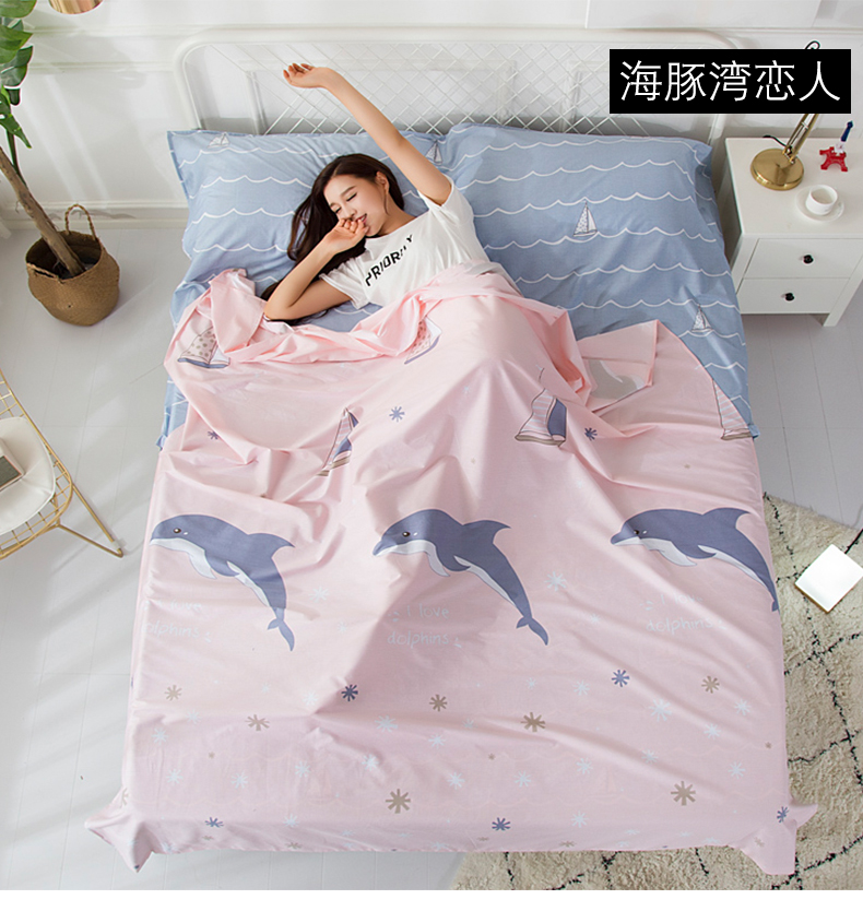 Túi ngủ bẩn khi đi công tác, ở khách sạn, người lớn, ga trải giường, đôi siêu nhẹ cầm tay, vỏ chống bẩn không bông - Túi ngủ túi ngủ hình cá mập