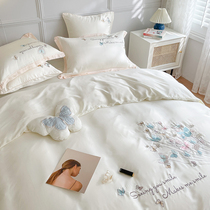 ISSZ high-end 80 double-sided Lancel Ice Silk sheets quilt cover girl bed Tencel four-piece summer