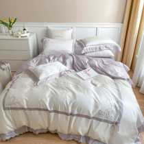 ISSZ high-end 80 double-sided Lancel Ice Silk sheets quilt cover girl bed Tencel four-piece summer