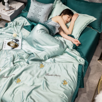 Summer cool quilt four-piece Ice Silk summer air conditioning is washable imitation Tencel double thin spring and autumn quilt summer