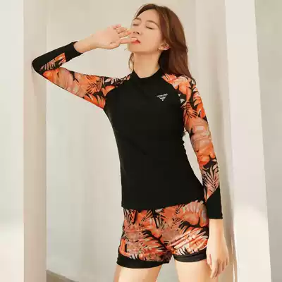 Swimsuit female summer two-piece two-piece cover belly long sleeve anti-seal large size swimsuit fat mm thin 2021 new swimsuit