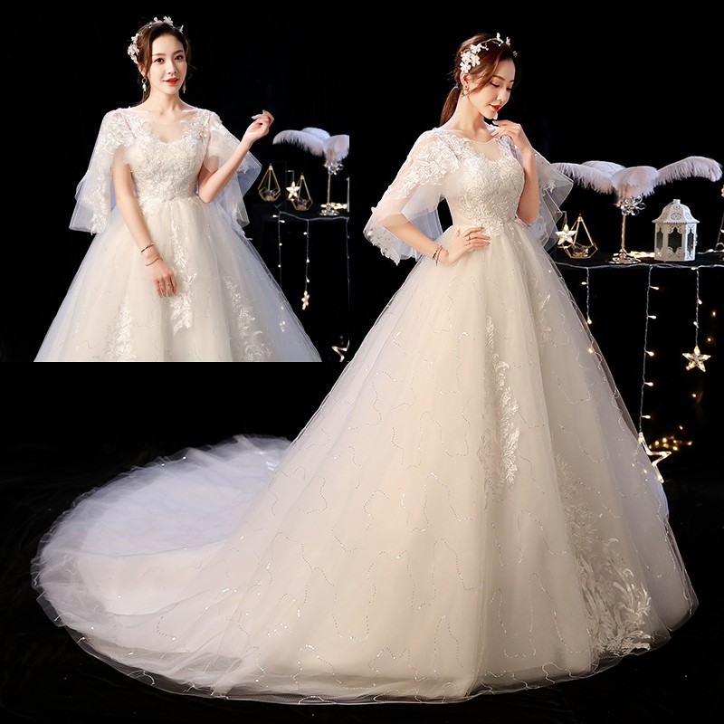 Pregnant women's wedding dress Mori super fairy dream wedding dress 2023 new trailing temperament small bride high waist Korean version