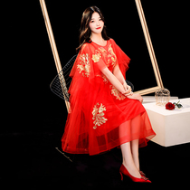 High-waisted Korean toast dress bride 2021 new thin back door can usually wear a red dress high-waisted large size