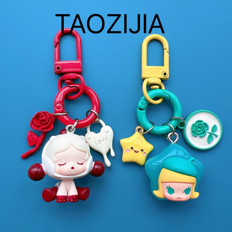 Bubble Mart Cute Genuine Cartoon Girl Car Mini Keychain Mini Backpack Phone Multifunctional Pendant