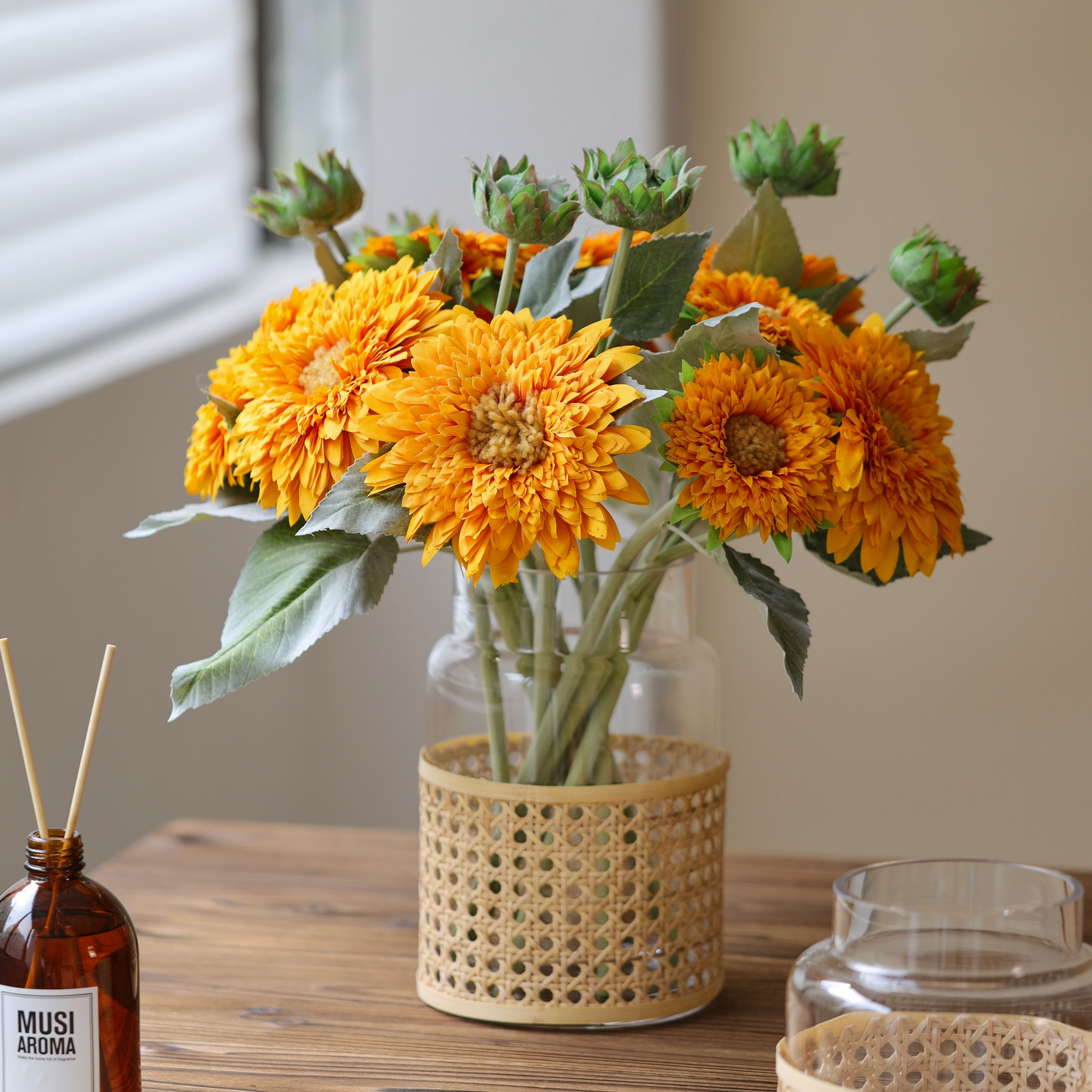 Teddy Sunflower Emulation Flower Fake Flowers Living-room Furnishing Dry Flowers Bouquet Table Flowers Hem Flowers TV Cabinet Floral Swing Pieces
