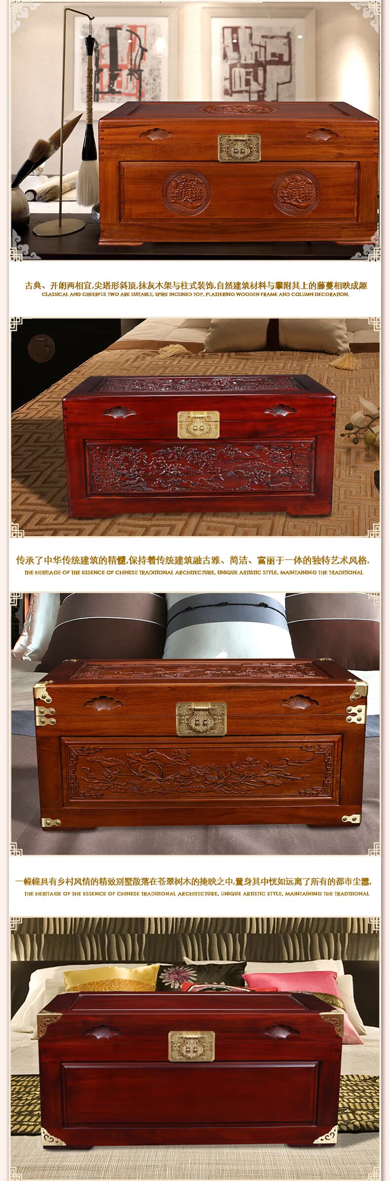 Toon gỗ hộp đầy đủ gỗ sồi thư pháp hộp quần áo hộp đám cưới hộp lưu trữ bộ sưu tập thư pháp và sơn hành lý góc đồng với khóa đồng - Cái hộp thùng gỗ pallet trang trí