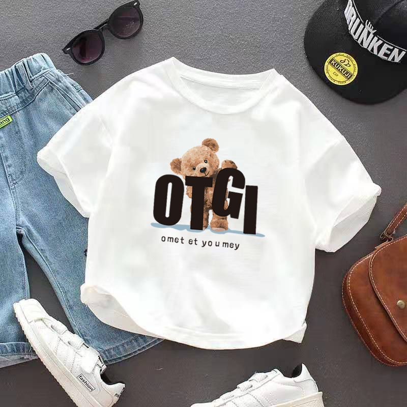 Boys and Girls Summer Short-Sleeved Korean Style Children's Clothing 2026 Summer New Product Pure Cotton Casual Loose Baby Tops T-Shirt