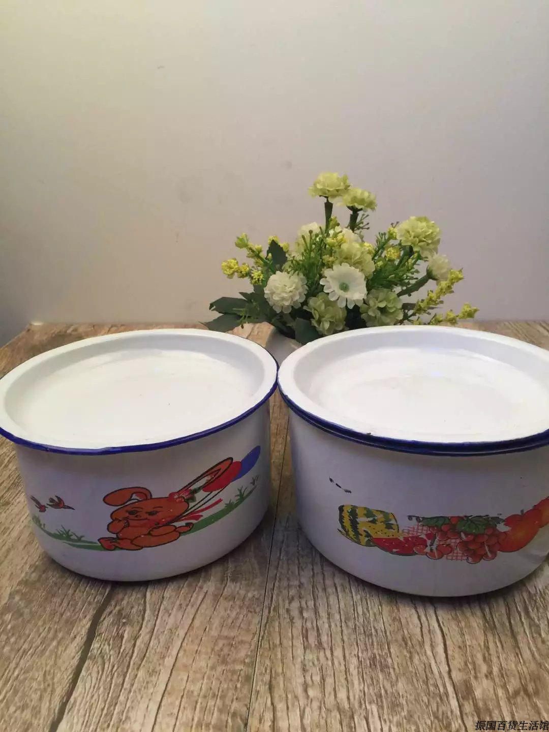 Bát cơm cũ tráng men hộp cơm trưa hoài cổ cốc đựng thức ăn nhanh bát mì có nắp có tay cầm hộp cơm trưa - Hộp cơm điện sưởi ấm ộp cơm giữ nhiệt inox 304