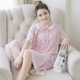 Thời trang mới lụa ngắn tay Hàn Quốc lỏng lẻo dễ thương váy công chúa mùa hè mỏng mặc nhà quần áo ngủ nữ mùa hè cotton tinh khiết - Đêm đầm