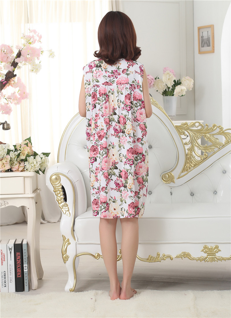 Mùa hè bông nhân tạo nightdress phụ nữ ăn mặc bông lụa đồ ngủ trung niên không tay bông xl mỏng nightdress đồ lót đẹp