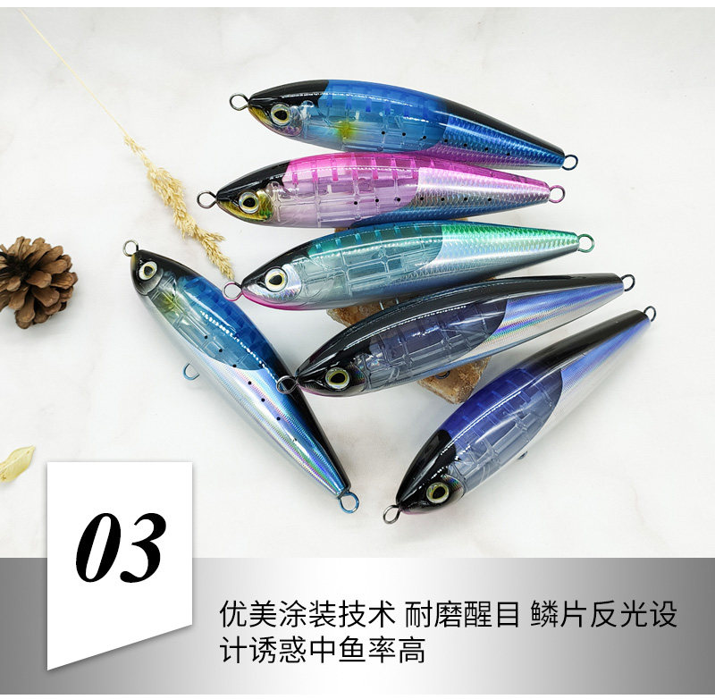 Дорожные суб- приманки bassking 水面铅笔175mm/92g狂鳞 浮水路亚饵深海船钓假饵金枪饵