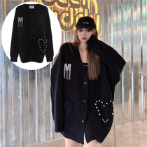 Eimismosol Sweater Woman Autumn Winter Outside Wearing Loose V Collar Blouse Long Sleeve Single Row sweater cardiovert jacket