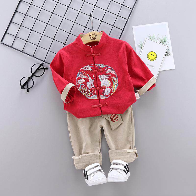Boys' Autumn Suit National Style Baby Tang Suit 0-1-3-year-old Boys Foreign Pie Two-piece Baby Children's Wear Boom