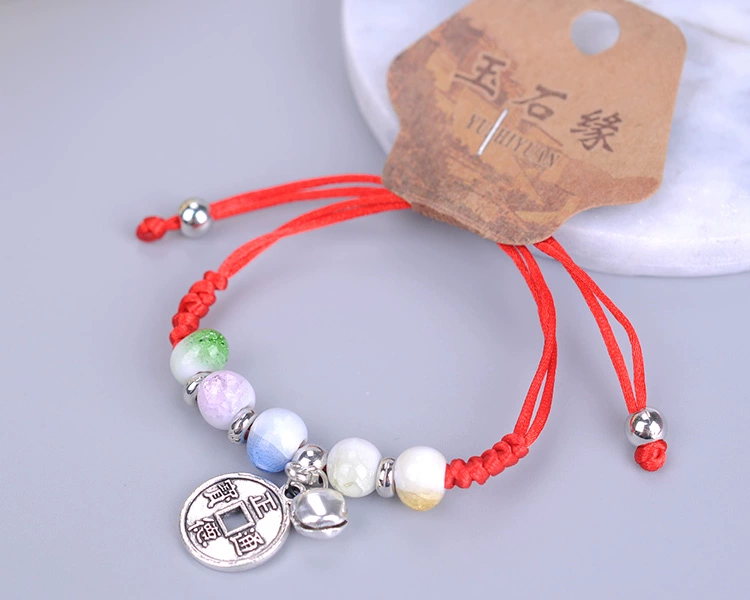 Mèo may mắn dây đeo vòng tay màu đỏ nữ phiên bản Hàn Quốc của sinh viên đơn giản Sen Sở mật ong retro gió tay dệt dây trang sức