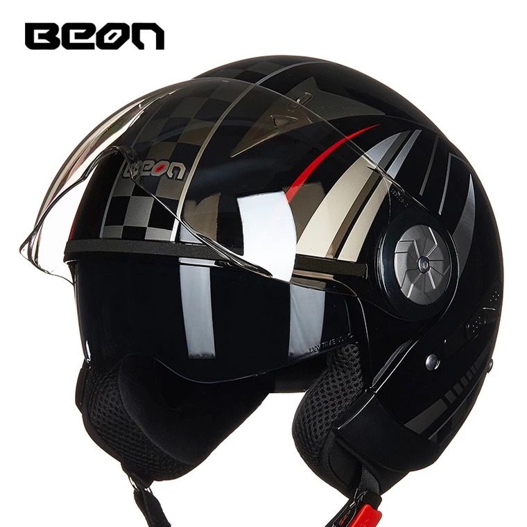 beon double lens half helmet motorcycle helmet men and women four seasons electric vehicle helmet sunscreen lens motorcycle helmet