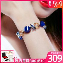 Manau Crystal bracelet womens hand strings blue strings beads beads 2022 New ladies Cherry Blossom Bracelets Superior summer