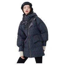 Liu Tong Artist] Ailai Down Jacket Womens Shopping Mall Same Style Hooded Advanced Stitching Winter Warm Jacket