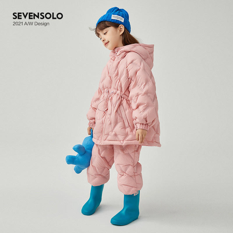 Girl's down in a duvet suit Long version 2021 New winter clothing Children's jacket thickened suit CUHK Scout Antimonite Foreign Pie