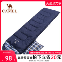 Camel outdoor travel Winter thickened camping Cold and dirty single double can be spliced portable adult sleeping bag