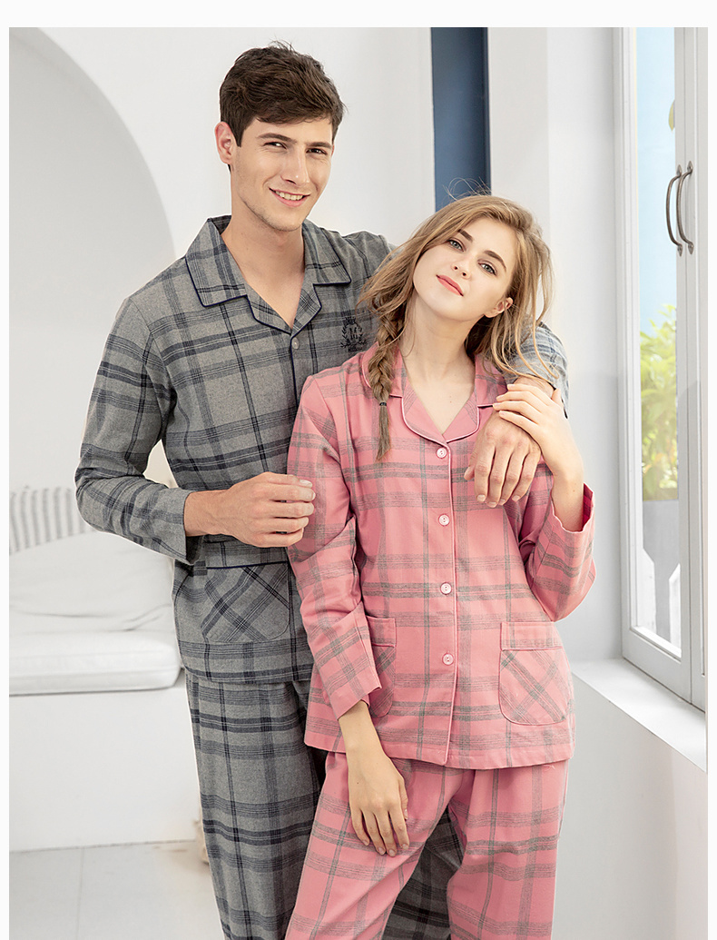 American tiêu chuẩn 2018 thu đông mới Bộ đồ ngủ đôi cotton dài tay cho nữ kẻ sọc phục vụ tại nhà cotton nam có thể mặc đồ bộ thun lạnh