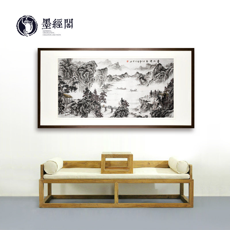 Chinese painting cornucopia antique landscape meeting office banner hanging painting backing picture living room decoration picture frame mounting