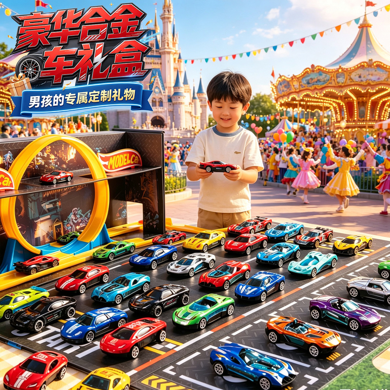 Alloy Kidsren's Toy Set Car Racing Mini Model Primary School Student 3 Years Old 6 Boys 2 Birthday Gift Box
