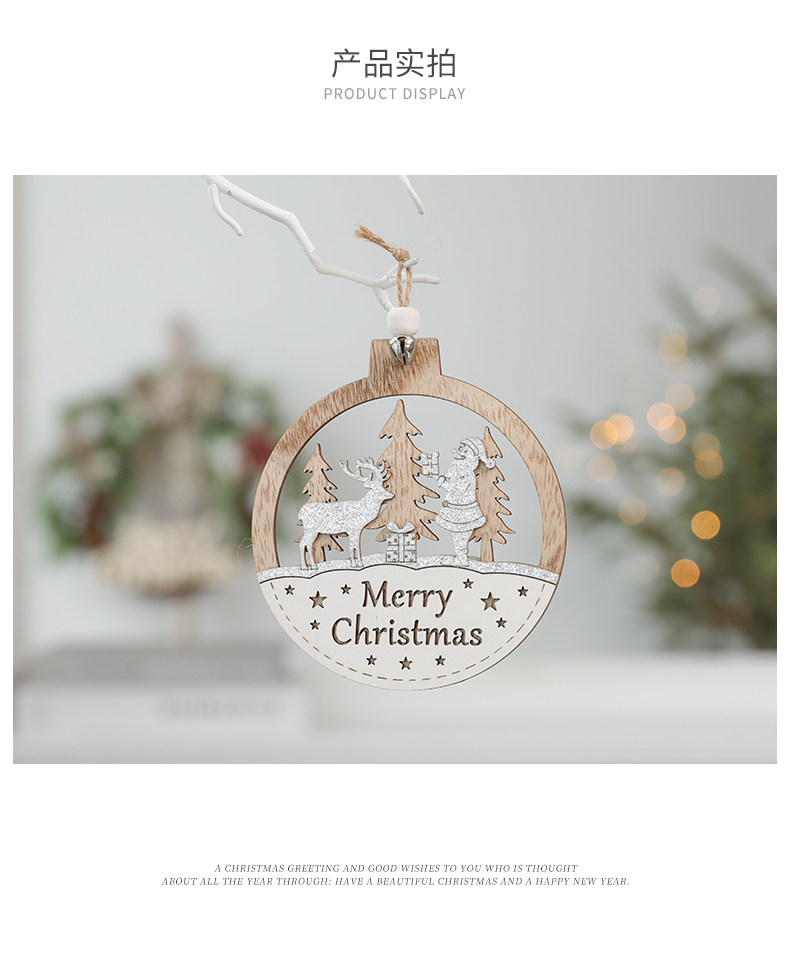 2024 New Christmas letter deer Christmas natural wood color irregular hanging decoration pendant, creative decorative small tag Christmas tree pendant pic 4