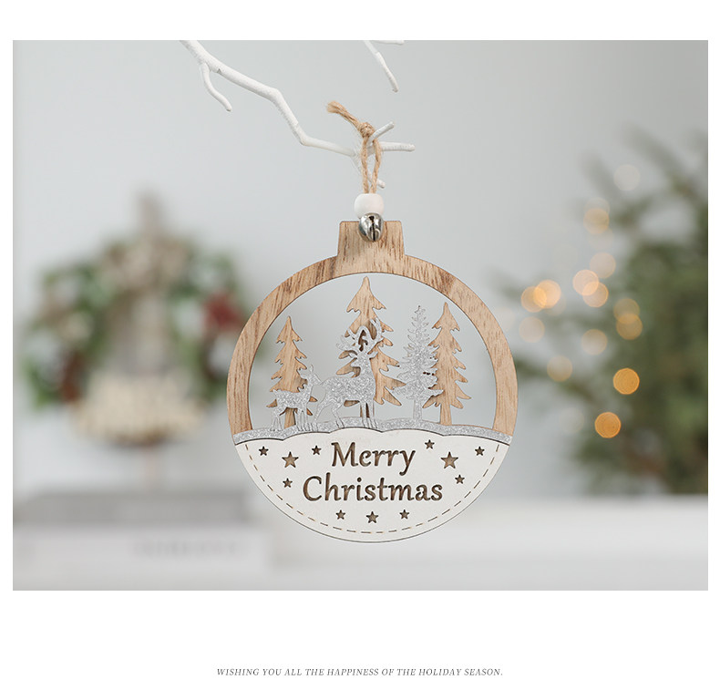 2024 New Christmas letter deer Christmas natural wood color irregular hanging decoration pendant, creative decorative small tag Christmas tree pendant pic 5