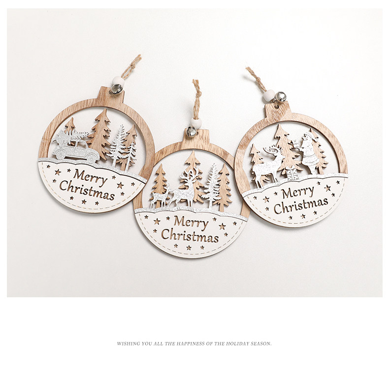 2024 New Christmas letter deer Christmas natural wood color irregular hanging decoration pendant, creative decorative small tag Christmas tree pendant pic 7