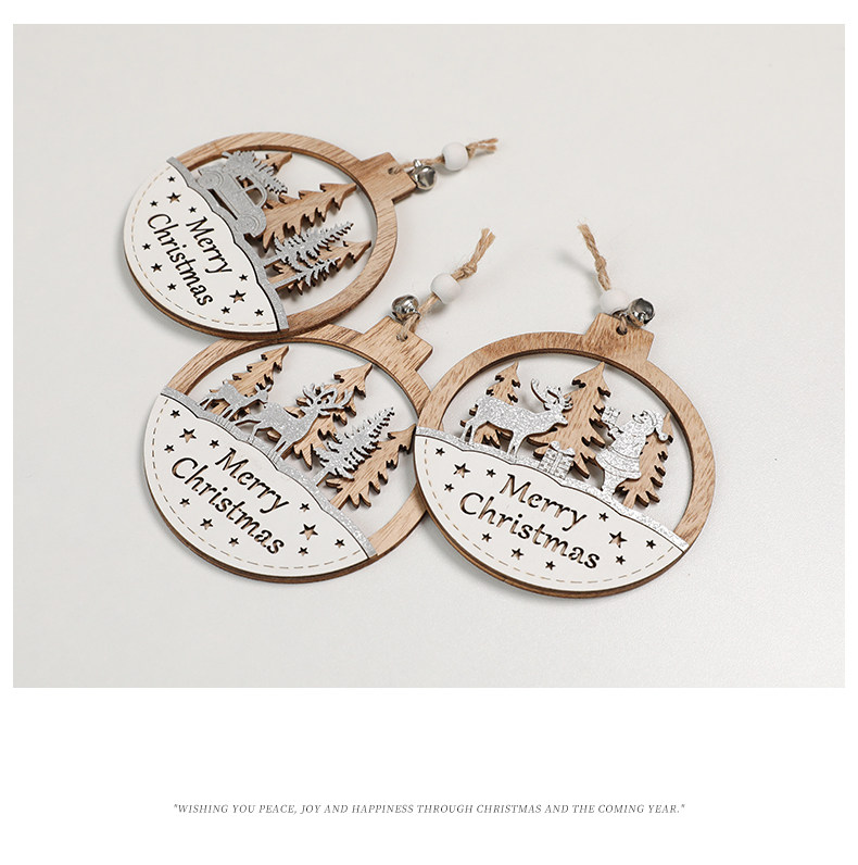 2024 New Christmas letter deer Christmas natural wood color irregular hanging decoration pendant, creative decorative small tag Christmas tree pendant pic 8