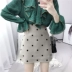 Đầm dự tiệc điểm xòe gió phiên bản Hàn Quốc của váy chữ A dày cạp cao eo retro len ngắn váy nữ thu đông 2018 mới Váy