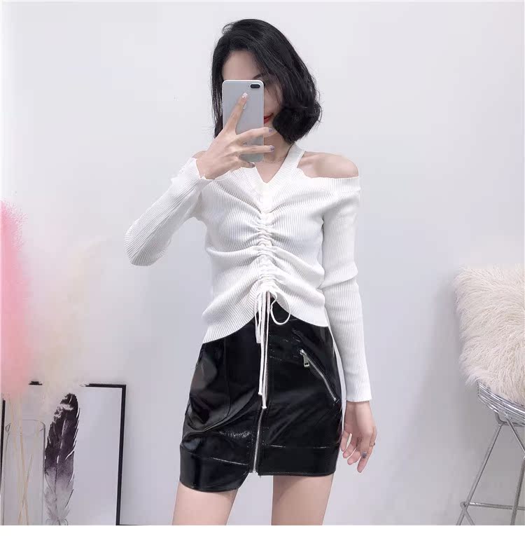 Áo len nữ Joker kiểu Hồng Kông dài tay mùa thu mỏng phần nhăn nheo sang trọng áo sơ mi đầu thu mỏng Slim cổ Yang Xiao áo nhỏ áo cardigan nữ mỏng