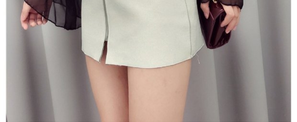 Mùa xuân mới nữ 2018 cao eo là gói mỏng hip Một từ váy đôi pocket zipper PU da váy váy váy ngắn chân váy xòe dài