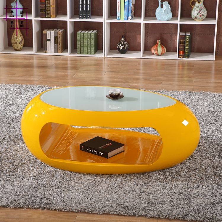 Kính và cà phê thép bảng nhỏ gọn hiện đại cá tính sáng tạo đơn giản bàn trà căn hộ nhỏ hình bầu dục TV Cabinet Đồ - Bàn trà bàn uống nước giá rẻ