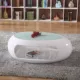 Kính và cà phê thép bảng nhỏ gọn hiện đại cá tính sáng tạo đơn giản bàn trà căn hộ nhỏ hình bầu dục TV Cabinet Đồ - Bàn trà