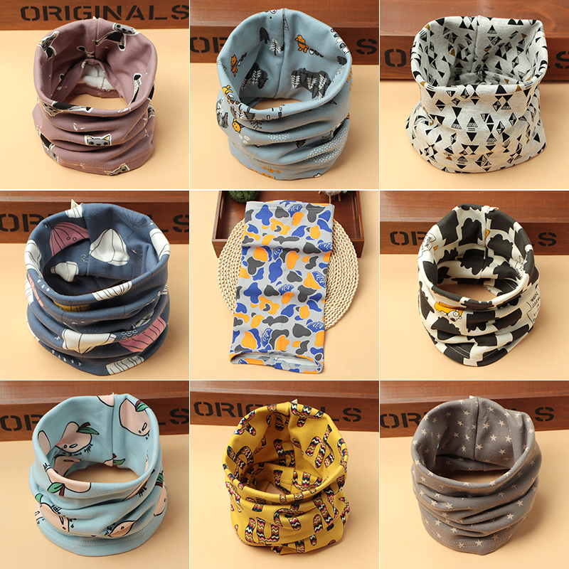 Autumn and winter pure cotton children's scarf warm baby neck cover windproof baby scarf thin section magic head scarf trend - Taobao