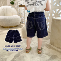 Boys summer loaded denim shorts 2021 Summer slim fit handsome boy Coloured bright line Pants Baby 50% Pants
