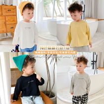 Boy pure cotton beating undershirt 100 lap spring and autumn children long sleeve t-shirt pure color baby baby white blouse