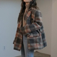 Now SNNADNDA Korean authentic purchase 22 winter new double-breasted loose profile quilted plaid short coat