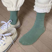 moocobling Korea 20 winter new pure color 100 lap thread midbarrel socks female