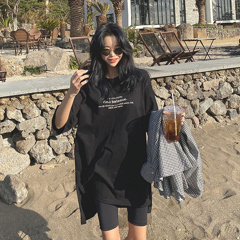 Lagirl Korea 21 spring new Korean version casual letter printing loose round neck short-sleeved T-shirt