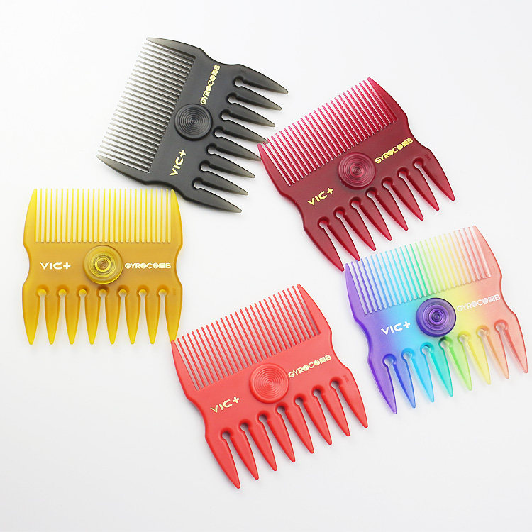 VIC Men's Professional Oil Head Rotatable Rainbow Gyro Comb Portable Large Back head Aircraft head Styling comb