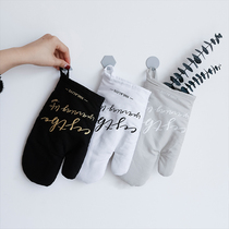 Heart feast heat insulation gloves high temperature resistant anti-hot and thick heat resistant oven special microwave baking tools kitchen household