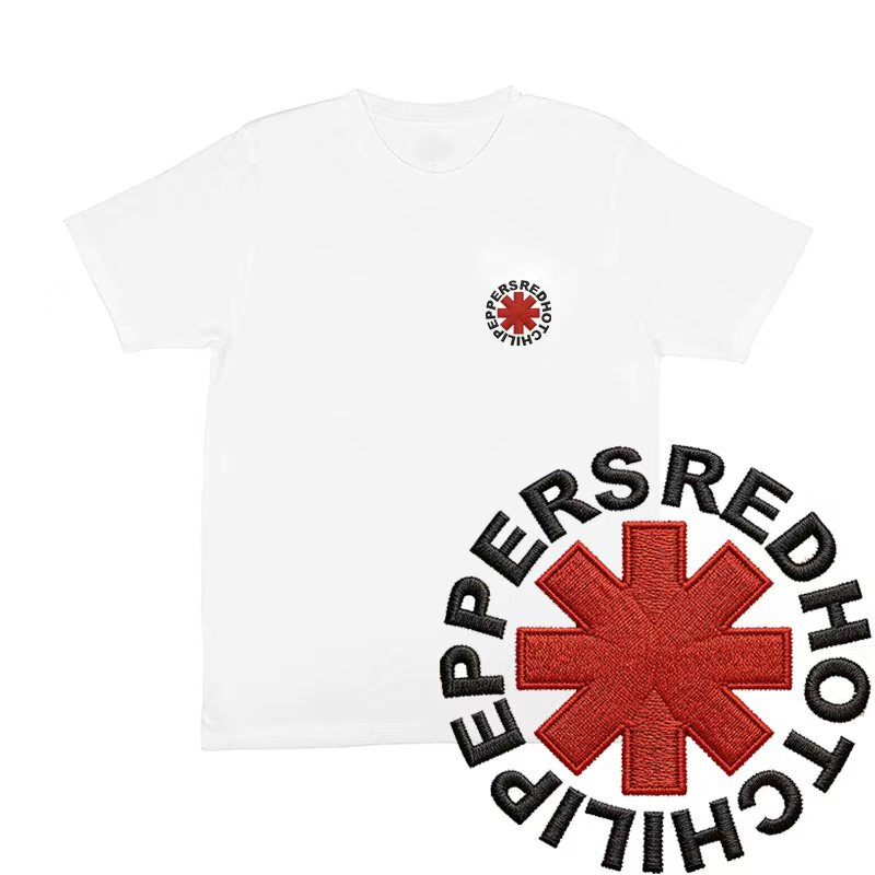 Red Hot Chili Peppers T-Shirt Embroidered Cotton Short-Sleeve Rhcp Rock Music